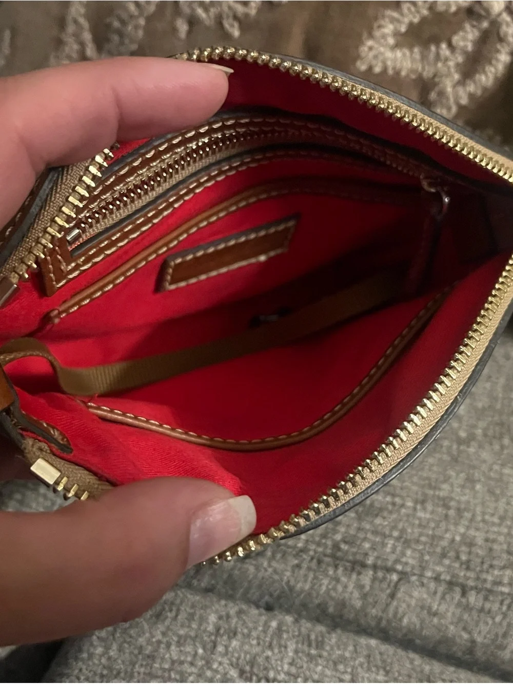 Dooney & Bourke White and Brown Ostrich Crossbody Bag